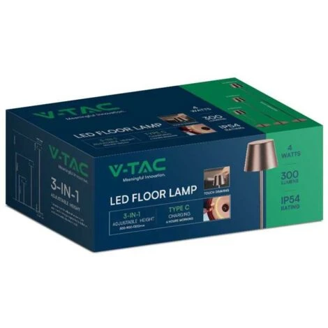 V-TAC VT-7544 Lampada Da Terra Piantana Led Touch Dimmerabile In Alluminio Corpo Corten Altezza Regolabile 50cm-130cm Ricarica USB - Sku 7008 6 V-TAC VT-7544 Lampada Da Terra Piantana Led Touch Dimmerabile In Alluminio Corpo Corten Altezza Regolabile 50cm-130cm Ricarica USB - Sku 7008 - immagine 4