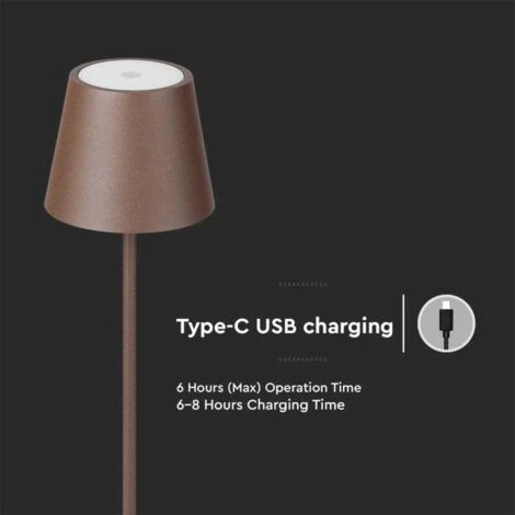 V-TAC VT-7544 Lampada Da Terra Piantana Led Touch Dimmerabile In Alluminio Corpo Corten Altezza Regolabile 50cm-130cm Ricarica USB - Sku 7008 7 V-TAC VT-7544 Lampada Da Terra Piantana Led Touch Dimmerabile In Alluminio Corpo Corten Altezza Regolabile 50cm-130cm Ricarica USB - Sku 7008 - immagine 5