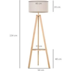 Homcom Lampada Da Terra Tripode In Legno E Lino Con Interruttore A Pedale, Altezza 154cm -Offerta economica OSRAM || Paulmann || ATMOSPHERA 10557659 3