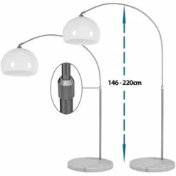 Lampada Ad Arco Piantana Altezza Fino A 220cm Marmo E Acciaio