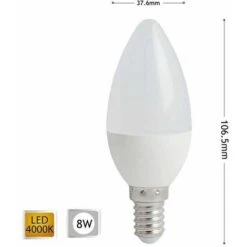 Lampadina Led 8 W Oliva Luce Naturale E14 Candela 8w E 14 C36