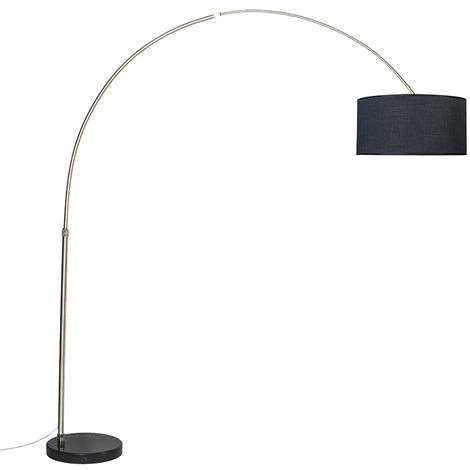 QAZQA Lampada Da Terra Arco Booglamp XXL - Moderno - Metallo,Tessuto - Nero - Oblungo Max. 1 X Watt 3 QAZQA Lampada Da Terra Arco Booglamp XXL - Moderno - Metallo,Tessuto - Nero - Oblungo Max. 1 X Watt