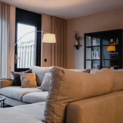 QAZQA + Lampada Da Terra Arco Arc-basic - Moderno - Tessuto,Acciaio - Grigio/Acciaio - Oblungo Max. 1 X Watt -Offerta economica OSRAM || Paulmann || ATMOSPHERA 12334464 2