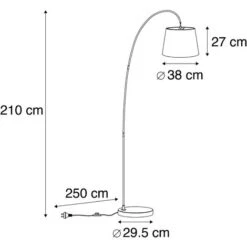 QAZQA + Lampada Da Terra Arco Bend - Moderno - Pietra/calcestruzzo,Acciaio - Nero/Crema - Oblungo Max. 1 X Watt -Offerta economica OSRAM || Paulmann || ATMOSPHERA 12335385 3