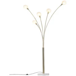 QAZQA + Lampada Da Terra Sixties Marmo - Design - Acciaio,Marmo,Vetro - Oro/Ottone/Bianco - Oblungo Max. 5 X Watt -Offerta economica OSRAM || Paulmann || ATMOSPHERA 12337566 4