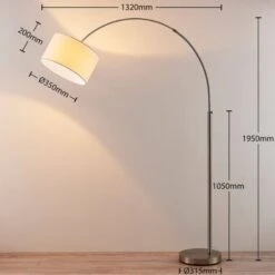 Lindby Piantana Ad Arco Railyn, Tessuto Bianco Anticato -Offerta economica OSRAM || Paulmann || ATMOSPHERA 13725828 5