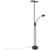 QAZQA Lampada Da Terra Con Braccioo De Lettura Jazzy - Moderno - Acciaio,Vetro - Nero - Quadrato/Oblungo (non Sostituibile) LED Max. 1 X 18 Watt