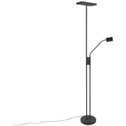 QAZQA Lampada Da Terra Con Braccioo De Lettura Jazzy - Moderno - Acciaio,Vetro - Nero - Quadrato/Oblungo (non Sostituibile) LED Max. 1 X 18 Watt