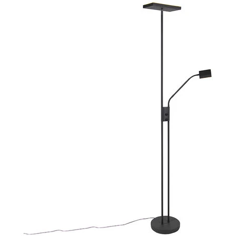 QAZQA Lampada Da Terra Con Braccioo De Lettura Jazzy - Moderno - Acciaio,Vetro - Nero - Quadrato/Oblungo (non Sostituibile) LED Max. 1 X 18 Watt 3 QAZQA Lampada Da Terra Con Braccioo De Lettura Jazzy - Moderno - Acciaio,Vetro - Nero - Quadrato/Oblungo (non Sostituibile) LED Max. 1 X 18 Watt