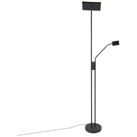 QAZQA Lampada Da Terra Con Braccioo De Lettura Jazzy - Moderno - Acciaio,Vetro - Nero - Quadrato/Oblungo (non Sostituibile) LED Max. 1 X 18 Watt 4 QAZQA Lampada Da Terra Con Braccioo De Lettura Jazzy - Moderno - Acciaio,Vetro - Nero - Quadrato/Oblungo (non Sostituibile) LED Max. 1 X 18 Watt - immagine 2