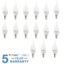 15 LAMPADINE LED E14 FIAMMA 4W 30 W V-TAC BULB LAMPADINA LAMPADA COLPO DI VENTO-Fredda