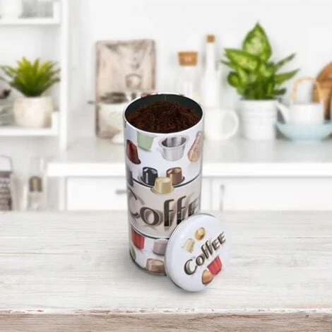 Scatola Barattolo In Latta Con Coperchio Porta Capsule Capsula E Cialde Caffe' 3 Scatola Barattolo In Latta Con Coperchio Porta Capsule Capsula E Cialde Caffe'