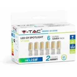 V-TAC KIT 6 PEZZI LAMPADINE LED 3W ATTACCO G9 BIANCO CALDO 3000K VT-2243
