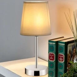 Lampada Da Tavolo Lume Da Comodino Abatjour Acciaio Cromato E Tessuto Beige -Offerta economica OSRAM || Paulmann || ATMOSPHERA 18671216 5