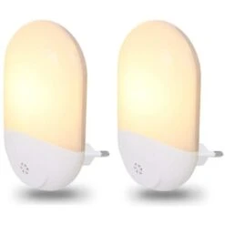 2x Lampade Notte Luce Notturna LED Bianco Caldo Sicurezza Bambini Crepuscolare