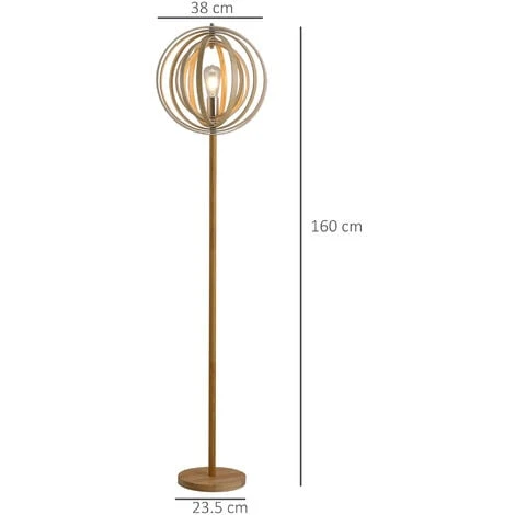 Homcom Lampada Da Terra Design Con Paralume Con Anelli Regolabili In Legno Lampadine E27 38 X 160 Cm 5 Homcom Lampada Da Terra Design Con Paralume Con Anelli Regolabili In Legno Lampadine E27 38 X 160 Cm - immagine 3