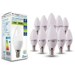 Set 10 Lampadine Led 4W Candela V-TAC Attacco E14 VT-1818 2700k