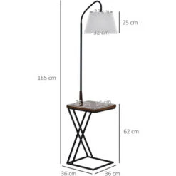 Homcom Lampada Da Terra Con Ripiano In Acciaio E Legno -Offerta economica OSRAM || Paulmann || ATMOSPHERA 20840506 3