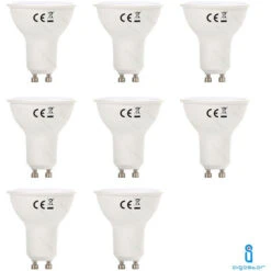 LAMPADINA LED GU10 8W 6400K BIANCO FREDDO A+ 600LM FASCIO 120° 160° A5 8 PEZZI