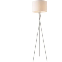 Lampada Da Terra In Stile Treppiede - Altezza 154 Cm - Piantana Tripode Con Paralume Cilindrico Ø 38 In Tessuto - Bianco - Lux.pro -Offerta economica OSRAM || Paulmann || ATMOSPHERA 22791129 2