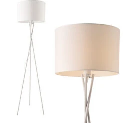 Lampada Da Terra In Stile Treppiede - Altezza 154 Cm - Piantana Tripode Con Paralume Cilindrico Ø 38 In Tessuto - Bianco - Lux.pro -Offerta economica OSRAM || Paulmann || ATMOSPHERA 22791129 3