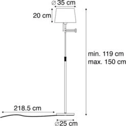 QAZQA Lampada Da Terra Con Braccio Girevole Ladas - Moderno - Acciaio,Tessuto - Bronzo/Bianco - Tondo Max. 1 X Watt -Offerta economica OSRAM || Paulmann || ATMOSPHERA 22974016 3