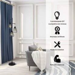 COSTWAY Lampada Da Terra Vintage Industriale, Piantana Elegante Retrò, Per Lampadine E27 Non Incluse, Altezza 170cm, Metallo, Interrutore A Pedale -Offerta economica OSRAM || Paulmann || ATMOSPHERA 23567896 3