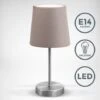 B.K.Licht Lampada Da Comodino, Lampada Da Tavolo Con Paralume In Tessuto Color Grigio-talpa, Adatta Per Lampadina E14 Non Inclusa Max 25W, Alta 30.8cm, Abat-jour Con Interruttore On Off Sul Filo IP20