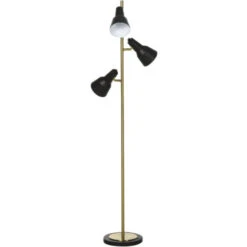 HOMCOM 150cm Lampada Da Terra 3 Paralumi Regolabili Base Rotonda Interruttore A Pedale