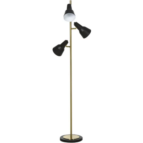 HOMCOM 150cm Lampada Da Terra 3 Paralumi Regolabili Base Rotonda Interruttore A Pedale 3 HOMCOM 150cm Lampada Da Terra 3 Paralumi Regolabili Base Rotonda Interruttore A Pedale