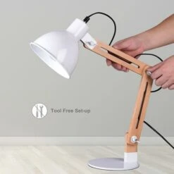 Lampada Tavolo Scrivania Inclinabile In Metallo E Legno Luce E27 Design Moderno -Offerta economica OSRAM || Paulmann || ATMOSPHERA 25852727 5