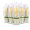 Set Di 5 Lampadine A LED A Filamento Di Fiamma 4w Eq. Base Bianca Calda B22 Da 40W 2700K