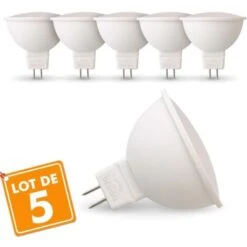 Lotto Di 5 Lampadine A LED GU5.3 MR16 5W Eq 40W Température De Couleur: Bianco Neutro 4000K