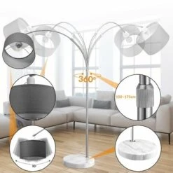 Monzana Lampada Da Terra A Arco Altezza 150-175cm Paralume In Tessuto Base In Marmo Con Interruttore -Offerta economica OSRAM || Paulmann || ATMOSPHERA 27120028 5