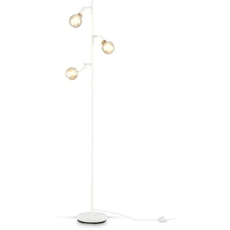 B.K.Licht Lampada Da Terra Retro, Piantana Con Portalampada Orientabili, Adatta Per 3 Lampadine E27 Non Incluse, Lampada A Stelo Per Soggiorno, Interruttore A Pedale, 3 Punti Luce, Metallo Bianco 4 B.K.Licht Lampada Da Terra Retro, Piantana Con Portalampada Orientabili, Adatta Per 3 Lampadine E27 Non Incluse, Lampada A Stelo Per Soggiorno, Interruttore A Pedale, 3 Punti Luce, Metallo Bianco - immagine 3