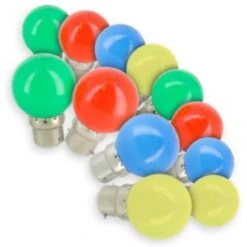 Set Di 12 Lampadine LED B22 Eq 20W Variegato Ghirlanda Da Esterno Guiguette
