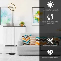 COSTWAY Lampada Da Terra, Lampada A Stelo LED, Corpo Metallo, Luce Bianco Caldo 30W, Per Soggiorno E Camera Da Letto -Offerta economica OSRAM || Paulmann || ATMOSPHERA 27635930 3