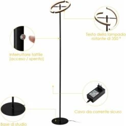 COSTWAY Lampada Da Terra, Lampada A Stelo LED, Corpo Metallo, Luce Bianco Caldo 30W, Per Soggiorno E Camera Da Letto -Offerta economica OSRAM || Paulmann || ATMOSPHERA 27635930 4