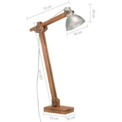 Lampada Da Pavimento Argento In Legno Massello Di Mango E27 VidaXL -Offerta economica OSRAM || Paulmann || ATMOSPHERA 28565319 3