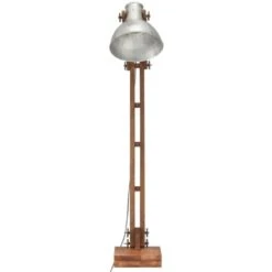 Lampada Da Pavimento Argento In Legno Massello Di Mango E27 VidaXL -Offerta economica OSRAM || Paulmann || ATMOSPHERA 28565319 4