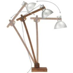 Lampada Da Pavimento Argento In Legno Massello Di Mango E27 VidaXL -Offerta economica OSRAM || Paulmann || ATMOSPHERA 28565319 5