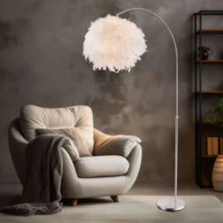 Lampada Ad Arco Con Molle Lampada Da Terra Lampada Da Soggiorno Lampada Da Terra Regolabile In Altezza, Bianco Argento, 1x E27, LxA 96x141-196 Cm -Offerta economica OSRAM || Paulmann || ATMOSPHERA 28667005 2