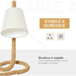 HOMCOM Lampada Da Tavolo Stile Marinaro In Corda E Tessuto, Attacco E14 -Offerta economica OSRAM || Paulmann || ATMOSPHERA 28946926 5