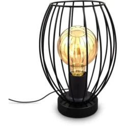 B.K.Licht, Lampada Da Comodino Con Paralume In Filo Metallico, Attacco Per Lampadina E27 Non Inclusa, Lampada Da Tavolo Vintage, Altezza 25.6cm, Interruttore Sul Cavo, Metallo Nero -Offerta economica OSRAM || Paulmann || ATMOSPHERA 29666144 3