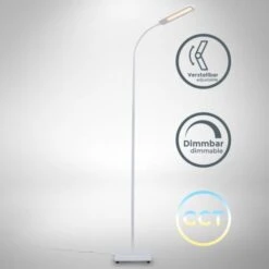 B.K.Licht Lampada Da Terra LED, Piantana Dimmerabile Su 4 Livelli, Luce Calda Neutra O Fredda, Altezza D’uso 1,35m, LED Integrati 6,5W, 600Lm, Orientabile, Lampada A Stelo Touch Moderna, Bianca IP20 -Offerta economica OSRAM || Paulmann || ATMOSPHERA 29666147 3