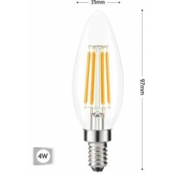 Lampadina Led Luce Calda 4w Oliva Filamento Candela Trasparente E14 C35