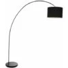 Lampada Da Terra Ad Arco Nera Lampada Da Terra Ad Arco Grande, Tessuto Regolabile, LED Bianco Caldo, 1x 6W 1x 810lm 3000K, H 180 Cm, Soggiorno