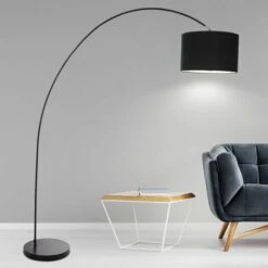 Lampada Da Terra Ad Arco Nera Lampada Da Terra Ad Arco Grande, Tessuto Regolabile, LED Bianco Caldo, 1x 6W 1x 810lm 3000K, H 180 Cm, Soggiorno -Offerta economica OSRAM || Paulmann || ATMOSPHERA 31027667 2