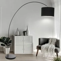 Lampada Da Terra Ad Arco Nera Lampada Da Terra Ad Arco Grande, Tessuto Regolabile, LED Bianco Caldo, 1x 6W 1x 810lm 3000K, H 180 Cm, Soggiorno -Offerta economica OSRAM || Paulmann || ATMOSPHERA 31027667 3