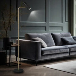 Piantane, Luci, Lampada Soggiorno Lettura, Piantana, Spot Mobile, Ottone Nero, 1x GU10, H 151 Cm